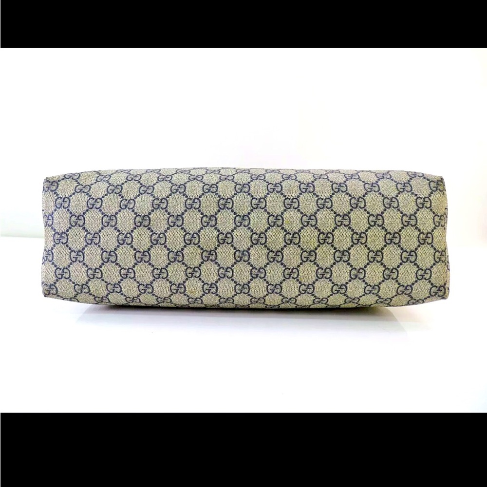 Gucci GG Supreme Monogram PVC Canvas & Leather Tote Navy - Picture 9 of 11